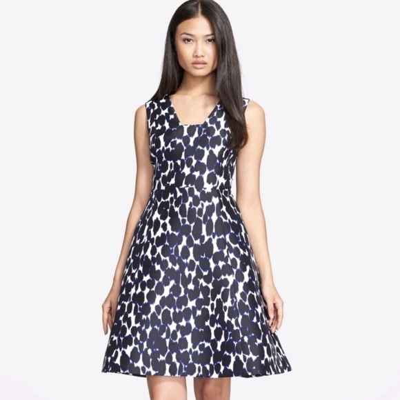 Kate Spade Leopard Print Fit and Flare Mikado Dress Wedding Cocktail Twee - Picture 1 of 8